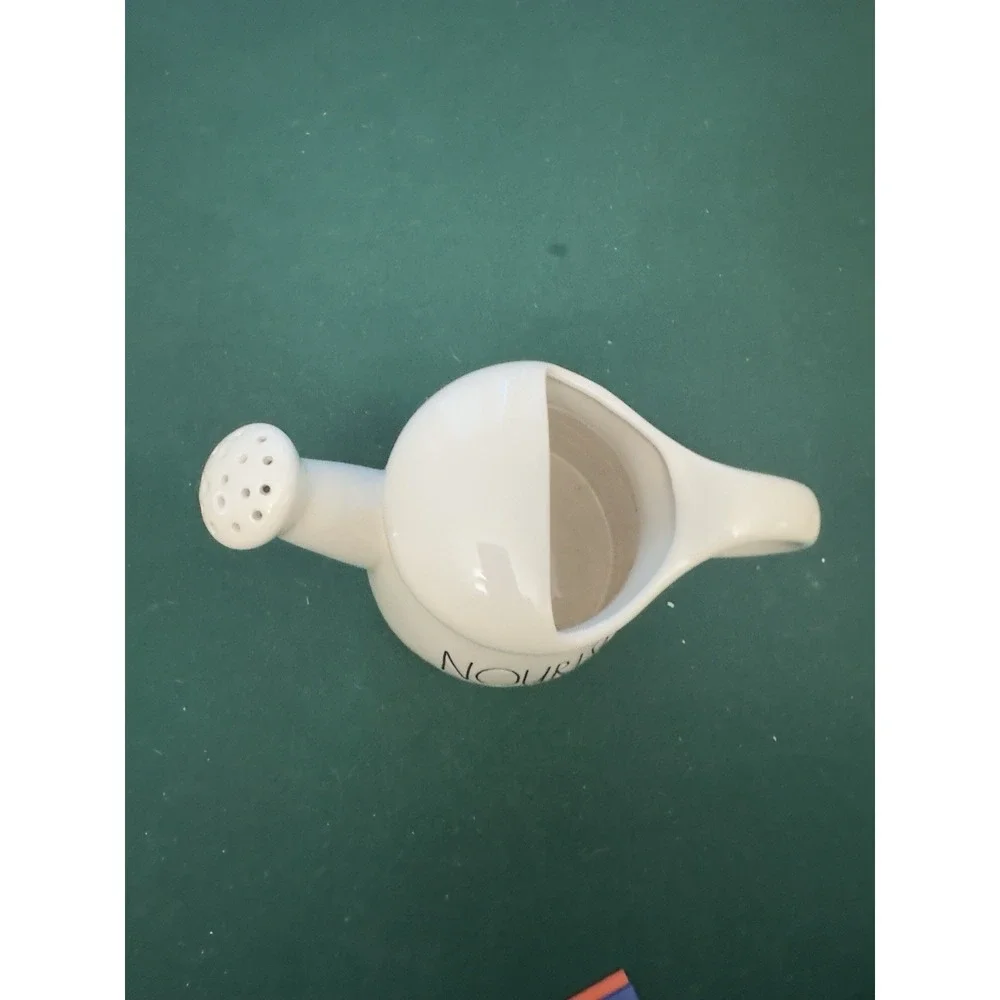 Rae Dunn Watering Can Nourish White Ceramic Indoor Plant Decor Planter Vase